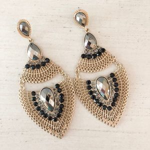 Black and Gold Statement Earrings